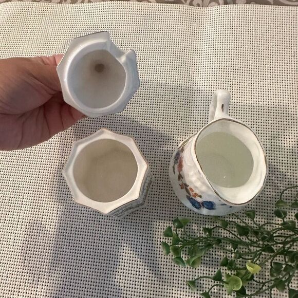 Ardalt Bone‎ China Butterfly Handpainted Sugar Bowl and Creamer Vintage Korea - Picture 2 of 8